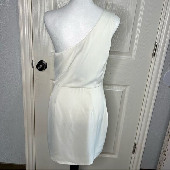 NEW! Revolve NBD Tere One Shoulder Mini Bridal Shower Cocktail White Dress Sz M - Picture 3 of 15